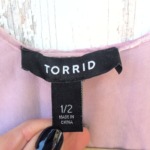 Torrid Velvet Lavender Pearl Burnout Kimono SoftGirl Gypsy Boho Women's 1X/2X - Picture 2 of 10